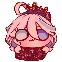 a pink cartoon character with a crown on her head