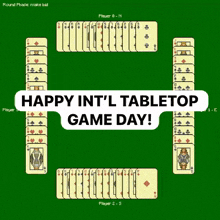 happy int 'l tabletop game day written on a green screen