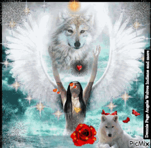 fallen angel wolf heart love flower