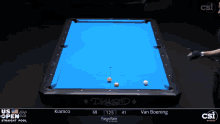 a man is playing pool on a diamond table
