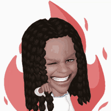 a cartoon drawing of a woman with braids smiling