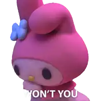 a pink stuffed animal with the words " i 'm not you " on it