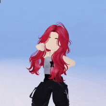 a girl with red hair is wearing a gray top with a star on it