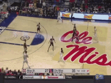 a basketball game between mississippi and tennessee is going on