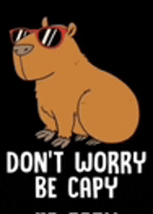 a capybara wearing sunglasses is sitting on a black background .