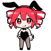 a girl with red hair is wearing a bunny outfit