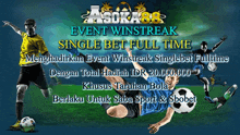 soccer players on a field with the words event winstreak single bet full time below them