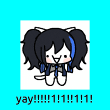 a cartoon drawing of a person with the words yay written underneath