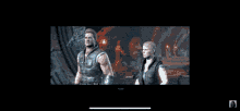 a screenshot of a video game shows two men standing next to each other .
