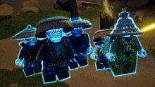 a group of lego figures are standing next to each other in a video game
