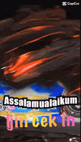 an animated image with the words assalamualaikum jin cek in