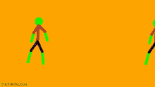 two stick figures are standing next to each other and one of them is saying hello