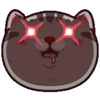 a cartoon of a cat with red eyes and a tongue sticking out