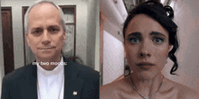 a man and a woman are next to each other and the man is saying " my two moods "