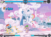 a video game with rainbow dash and sweetie hot on it