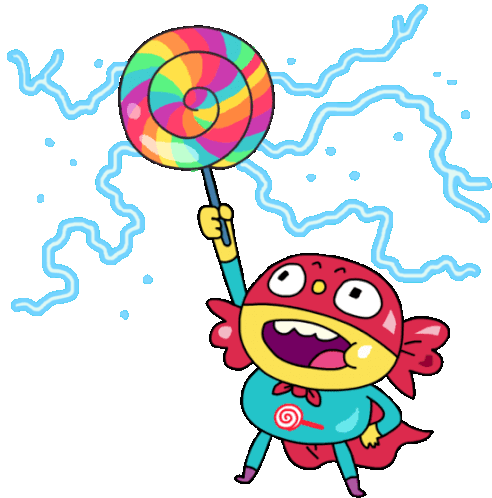 Hero Wields With Lollipop Power Sticker - Sugar Hero Candy Google Stickers