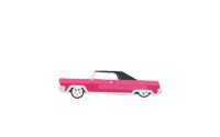 a cartoon drawing of a pink car with a black top