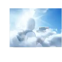 a benjamins school bus is floating in the sky