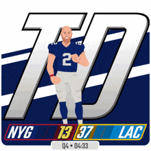 a cartoon of a football player with the number 2