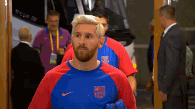 Blonde Hair Messi GIF - Blonde Hair Messi - Discover & Share GIFs