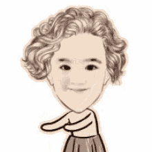 a black and white drawing of a woman 's face with curly hair .