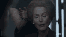 Hair Styling Margaret Thatcher GIF - Hair Styling Margaret Thatcher Gillian Anderson GIFs