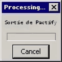 a computer screen that says processing x and says sortie de pactaf was not found or does n't exist