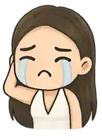 a cartoon drawing of a woman crying with tears coming out of her eyes