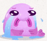 a cartoon character is crying with tears coming out of his eyes .