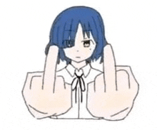 a cartoon girl is giving the middle finger .
