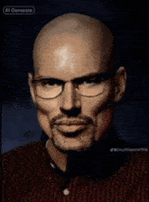 a bald man with glasses and a beard has a light coming out of his eyes and the words ai generate are above him