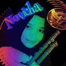 a picture of a woman with the name novicha on her head