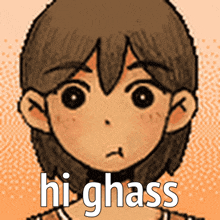 a cartoon of a boy with the words hi ghass written below him