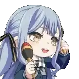 a pixel art of a girl holding a microphone and a drum .