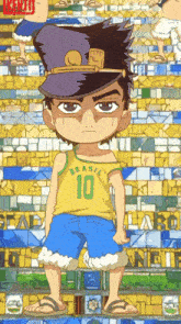 a cartoon character wearing a brasil 10 shirt