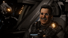 a man with glasses and a mustache is giving a thumbs up in a video game