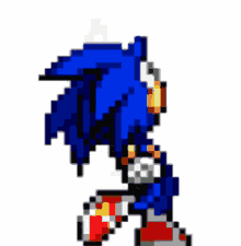 a pixel art of sonic the hedgehog with a red hat on