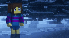 a minecraft character in a blue and purple striped shirt