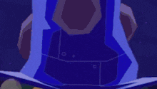 a close up of a cartoon character with a blue hat on making a shhh gesture .