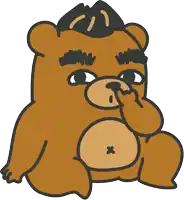 a cartoon bear with a mustache is covering his nose with his hand
