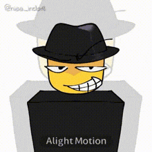 a cartoon of a man wearing a hat with the words alight motion written below it