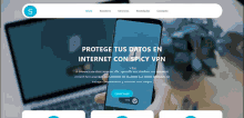a person is holding a phone with the words protege tus datos en internet con spicy vpn on the screen