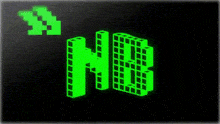 a green and black graphic that says nb on a black background