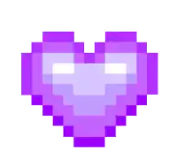 a pixel art purple heart with a white border on a white background