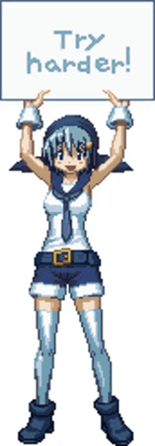 guilty gear try harder girl with sign