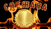 a gold coin with the word chehaha on it