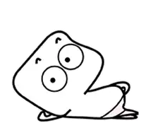 a cartoon frog is laying on its back on the ground .