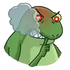a cartoon drawing of a dinosaur with red eyes and smoke coming out of its mouth