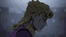 a cartoon of a man with a braided ponytail and the letter o on his chest
