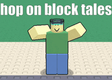 a roblox character wearing a cashier hat stands on a tile floor